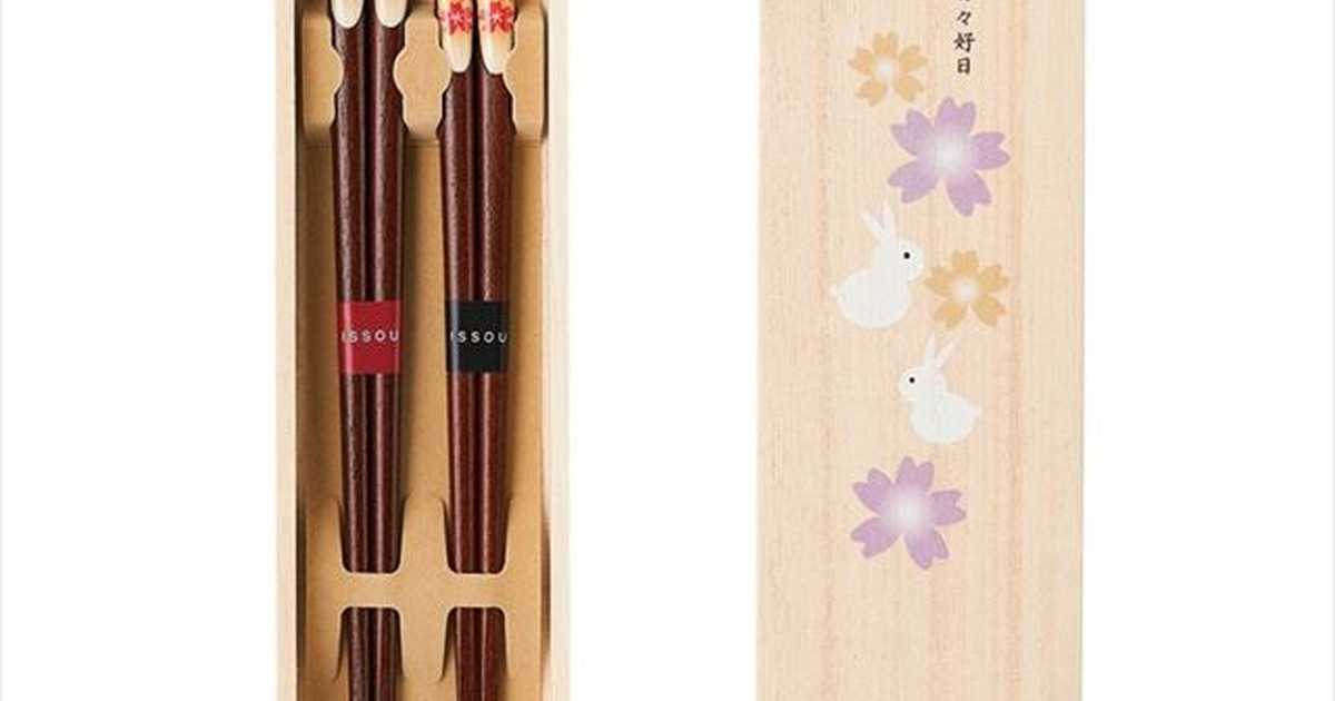 cocoiro Gift market 若狭塗 吉兆桐箱入 夫婦箸 楽うさぎ 39289の