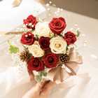 【送料無料】バラ10本と季節のお祝いアレンジメント （リボン付き）