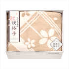 大自然本舗 ～桜格子～ 肌にやさしい自然色のシルク入り綿毛布（毛羽部分）  SBN85250