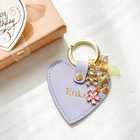 【名入れ】COLORFUL HEART KEYRING 揺れる桜　革キーホルダー