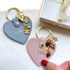 【名入れ】COLORFUL HEART KEYRING 揺れる桜　革キーホルダー