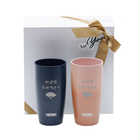 名入れ サーモス 長寿祝い向け 真空断熱タンブラー ペアセット［JDM-420］ | (A)ダークネイビー×(B)ローズベージュ