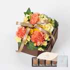 【送料無料】BOXアレンジメントとGODIVAクッキーセット[GODIVAショッパー付き] | サニーオレンジ