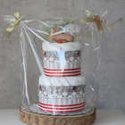 【クリスマス限定】2025年ロゴ入りminijet付2段おむつケーキ | ラッピング画像