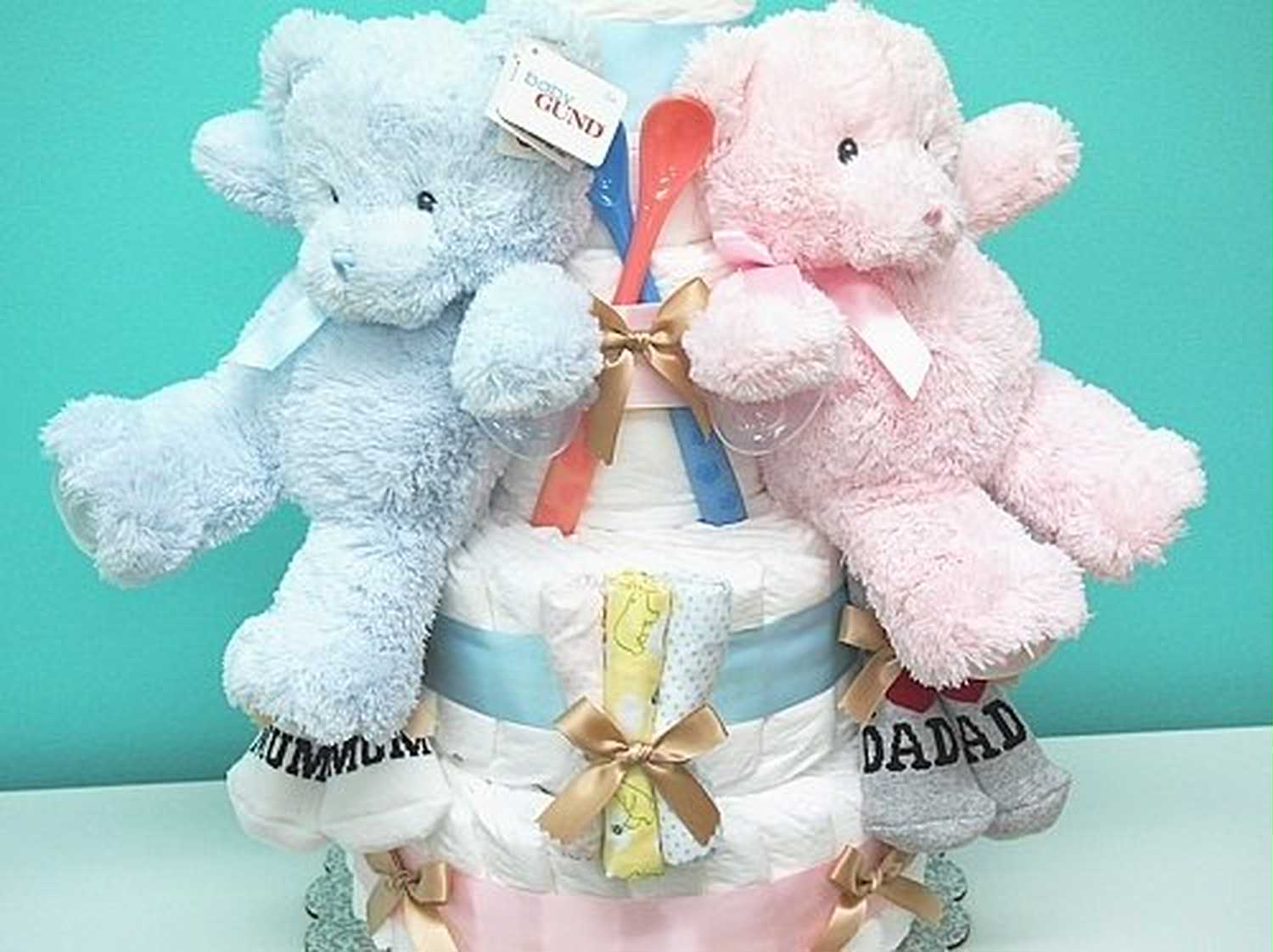 双子ちゃん用おむつケーキ