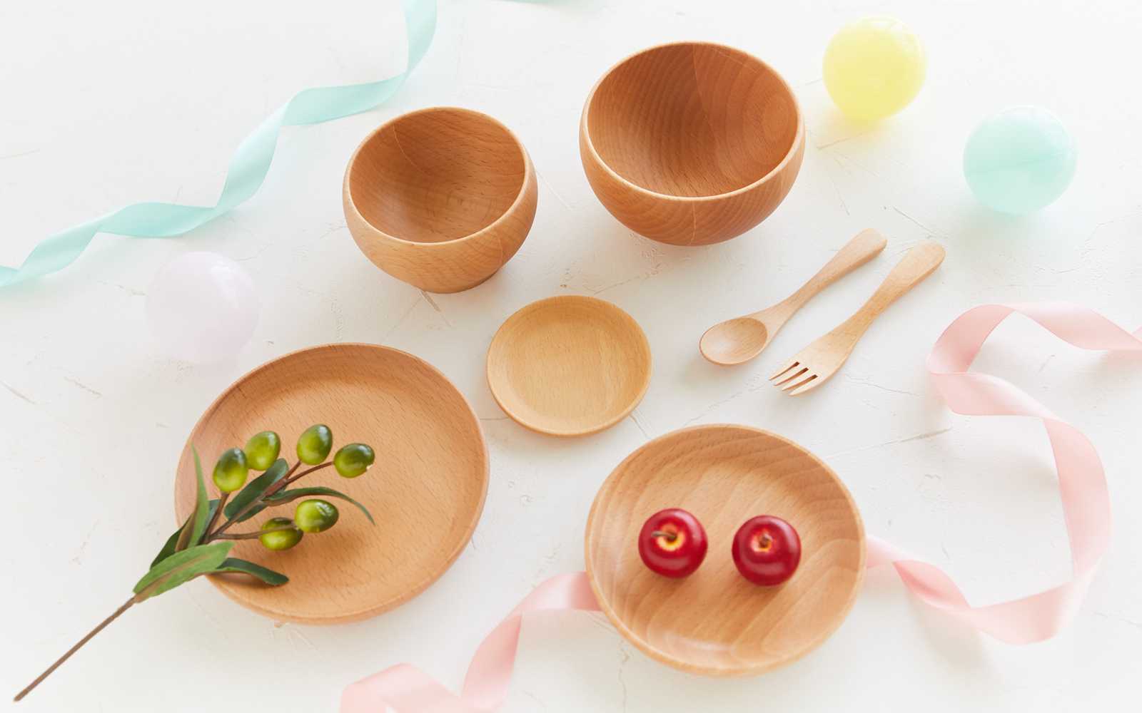 北欧産 ブナの木 子供食器7点セット