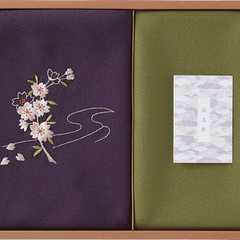 草花の遊び 刺繍入り二巾風呂敷&金封包み 紫