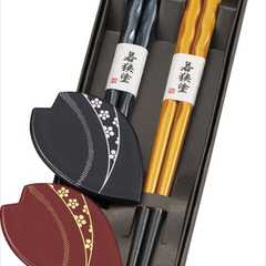 金・銀 食洗機対応塗分箸・箸置ペアセット