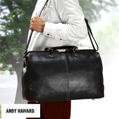 ANDY HAWARD 日本製 白化合皮 ダレス ボストンバッグ