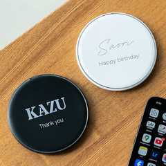 名入れ 丸形 ラージサイズ ワイヤレス充電器 [Qi規格]