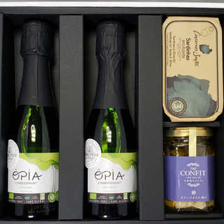 ノンアルコールスパークリングワインOPIA200ml2本と小豆島のコンフィ(鰆)とオイルサーディン(オリーブオイル)『おつまみセット』