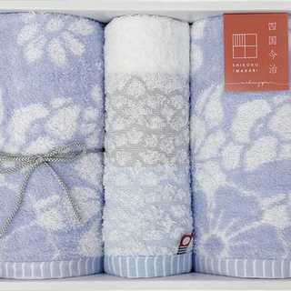 今治ギフト 華音 フェイスタオル2P&ウォッシュタオル ブルー