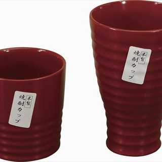 木製焼酎カップセット 朱塗