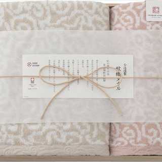 今治謹製 紋織タオル バスタオル&フェイスタオル(木箱入) ピンク