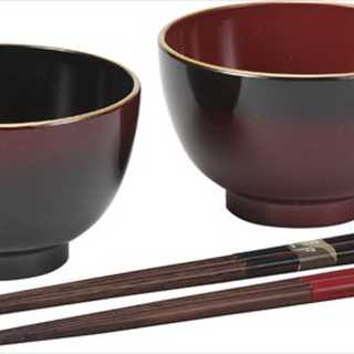 ぼかし塗 汁椀ペア(箸付)