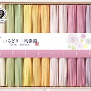 池利 国内産小麦使用いろどり三輪素麺(木箱入) 650g