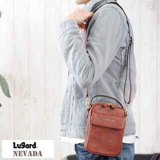 青木鞄 Lugard 本革ショルダーポーチ メンズ レザー 日本製 2way 縦型
