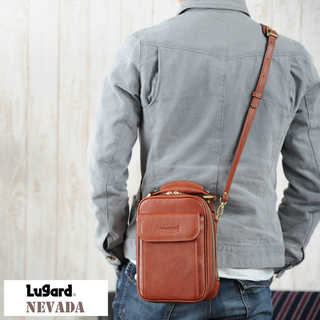 青木鞄 Lugard 本革ショルダーポーチ メンズ レザー 日本製 2way 縦型