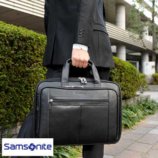 サムソナイト メンズ ブリーフケース 本革 2層 ビジネスバッグ レザー 大容量 B4 大きい Samsonite