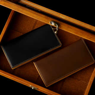 長財布 メンズ コードバン 本革 ロングウォレット 小銭入れなし  GENUINE CORDOVAN 馬革 財布