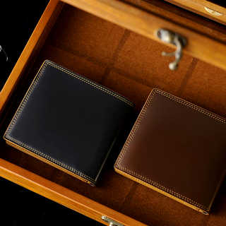 コードバン 二つ折り財布 メンズ 日本製 小銭入れあり