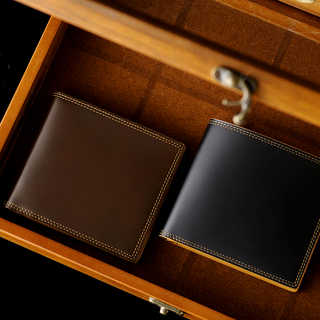 コードバン 純札 メンズ 日本製 二つ折り財布 小銭入れなし