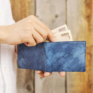 藍染 二つ折り財布 小銭入れなし エチオピアンヤンピー