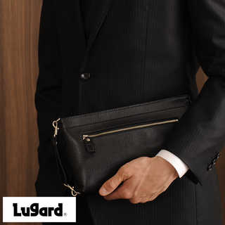 青木鞄 Lugard 型押し牛革セカンドバッグ B6サイズ BALBOS ブラック