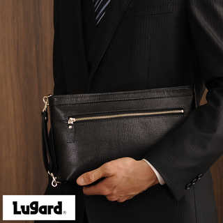 青木鞄 Lugard 型押し牛革セカンドバッグ A5サイズ BALBOS ブラック