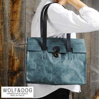 WOLF&DOG フラップトートバッグ ホワイトホース