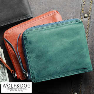 WOLF＆DOG L字ファスナー二つ折り財布 ホワイトホース  メンズ 財布 二つ折り 小銭入れあり 馬革 本革 レザー 日本製