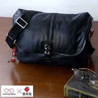 豊岡鞄 × 鯖江眼鏡 メンズショルダーバッグ 眼鏡収納付き ダークネイビー