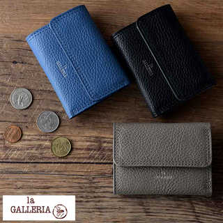青木鞄 la GALLERIA 三つ折財布 Cervo レザー 小銭入れ付き
