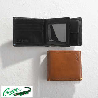 Crocodile イタリアンレザー 二つ折り財布 パスケース付き