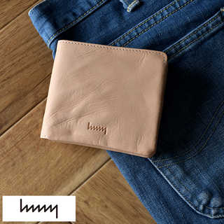 hmny casual NT 二つ折り財布 小銭入れなし ナチュラル