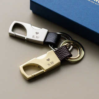 ペア 名入れ カラビナ キーリング（スクエア型）[BOX付き]