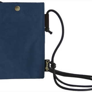 そだてる帆布Grough パラフィン加工帆布×レザー スマホミニショルダー GRH50500-NV ネイビー×ブラウン