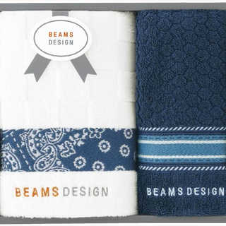 BEAMS DESIGN チェッカーバンダナ フェイスタオル&タオルハンカチ 51-3139150NB ネイビーブルー