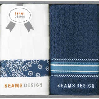 BEAMS DESIGN チェッカーバンダナ フェイスタオル2P 51-3139200NB ネイビーブルー