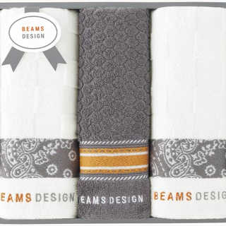 BEAMS DESIGN チェッカーバンダナ フェイスタオル2P&タオルハンカチ 51-3139250GY グレー