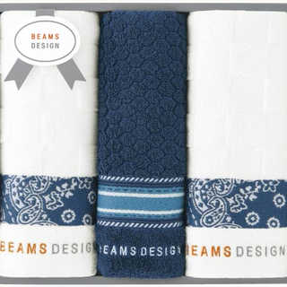 BEAMS DESIGN チェッカーバンダナ フェイスタオル2P&タオルハンカチ 51-3139250NB ネイビーブルー