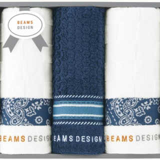 BEAMS DESIGN チェッカーバンダナ フェイスタオル3P 51-3139300NB ネイビーブルー