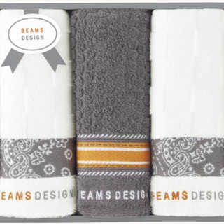 BEAMS DESIGN チェッカーバンダナ フェイスタオル3P 51-3139300GY グレー