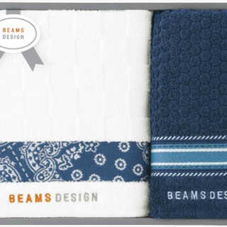 BEAMS DESIGN チェッカーバンダナ バスタオル&フェイスタオル 51-3139400NB ネイビーブルー