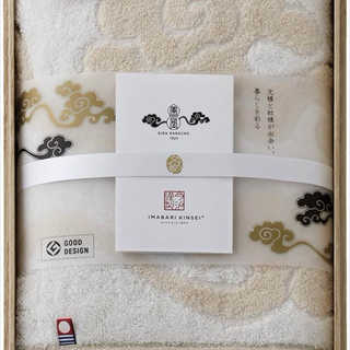 今治謹製 雲母唐長(KIRA KARACHO) 唐長文様コンパクトバスタオル(木箱入) KK89050OR オレンジ