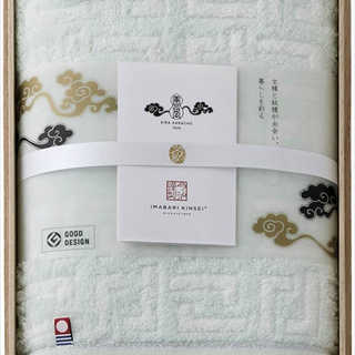 今治謹製 雲母唐長(KIRA KARACHO) 唐長文様コンパクトバスタオル(木箱入) KK89050GR グリーン