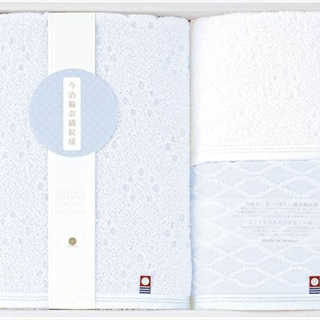 今治輪奈織紋様 あられ&つなぎ バスタオル&ウォッシュタオル2P 22744-03740-308
