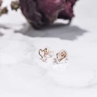オープンハートピアス 10金[ダイヤモンドローズ付]