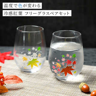 丸モ高木陶器 冷感紅葉 フリーグラスペアセット