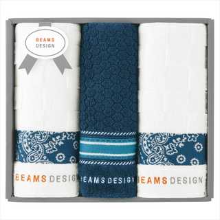 BEAMS DESIGN チェッカーバンダナタオルセット(ネイビーブルー) 51-3139250NB